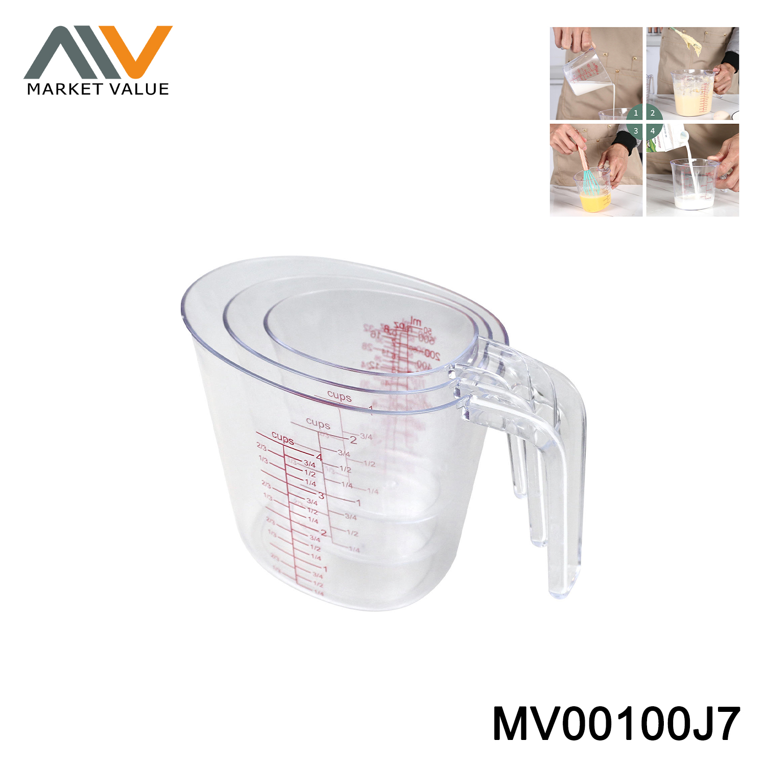 250/500/1000ML SETS OF 3PCS PLASTIC MEASURE CUP