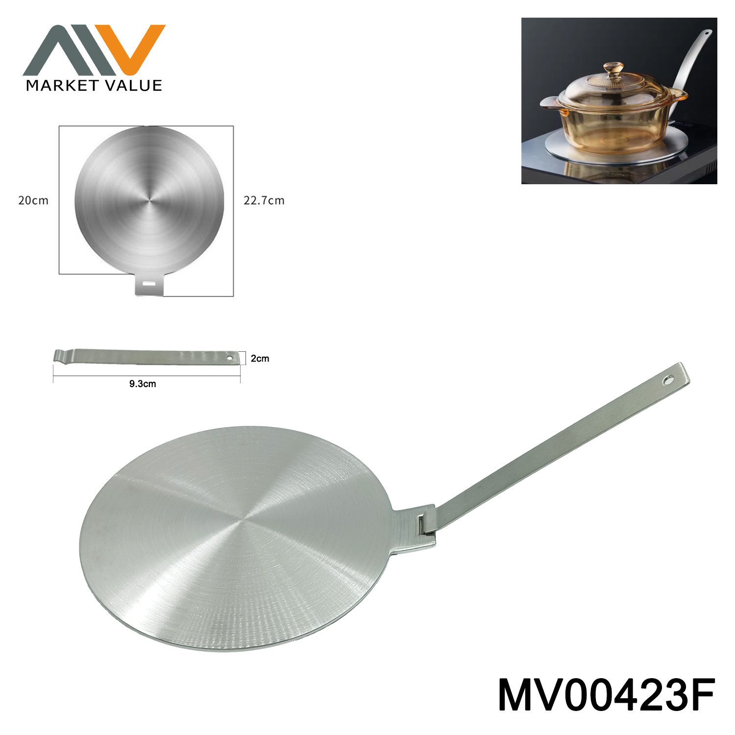 22CM SS INDUCTION PLATE ALLUMINUM INSIDE IN COLOUR LABLE