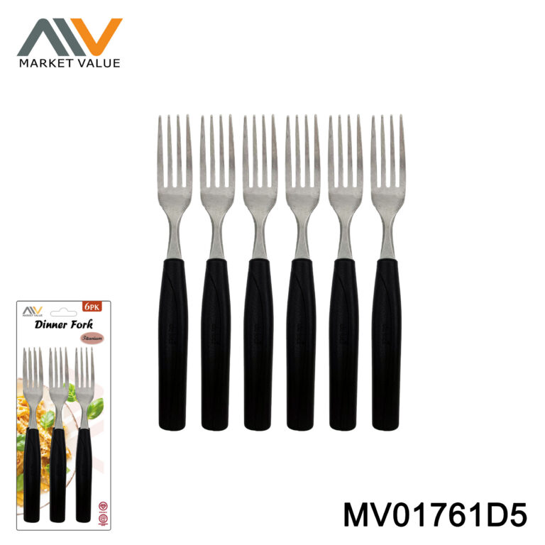 6PK SS Dinner Fork PP Handle Titanium Finish