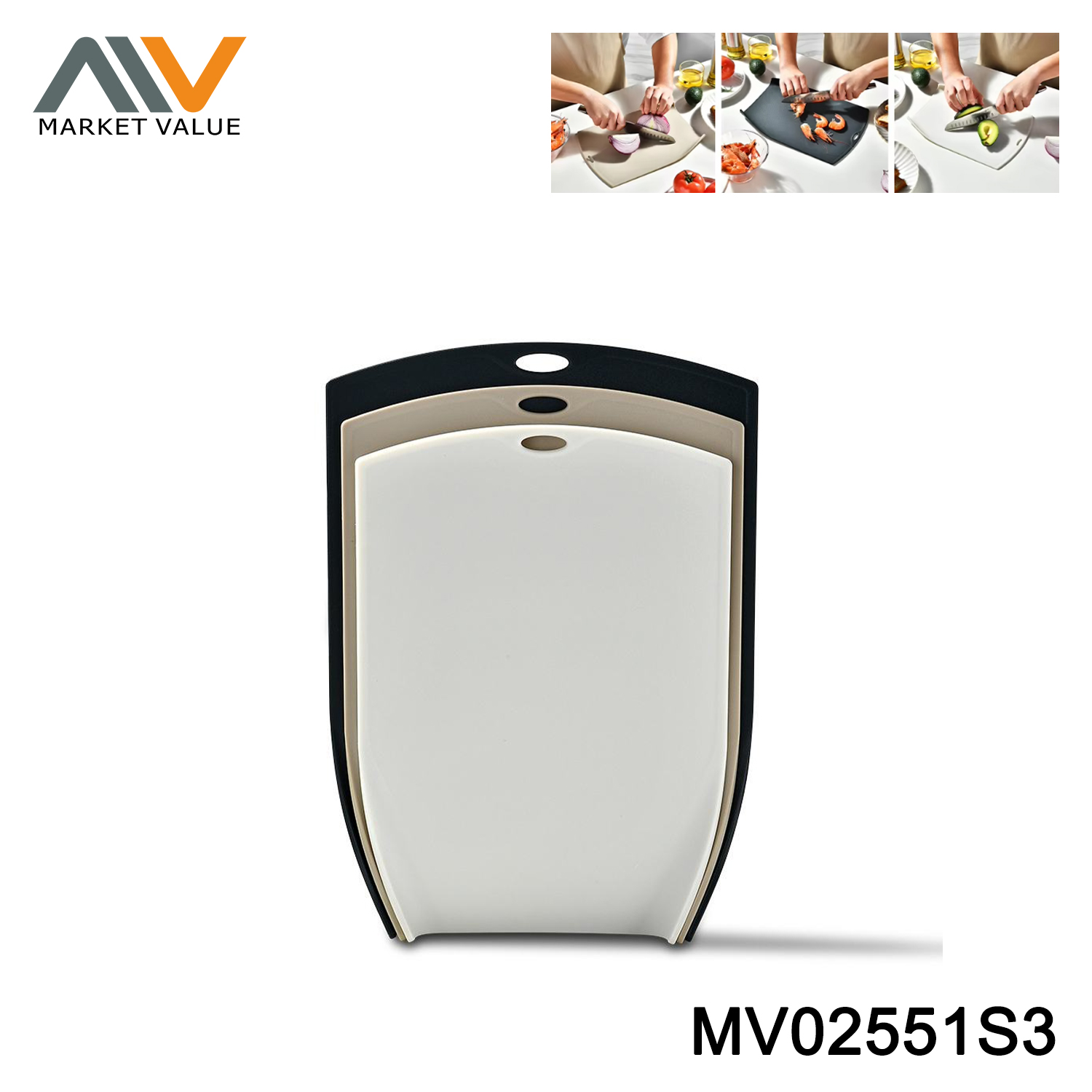 MV02551S3 SET OF 3 PCS PP CUTTING BOARD SHRINK