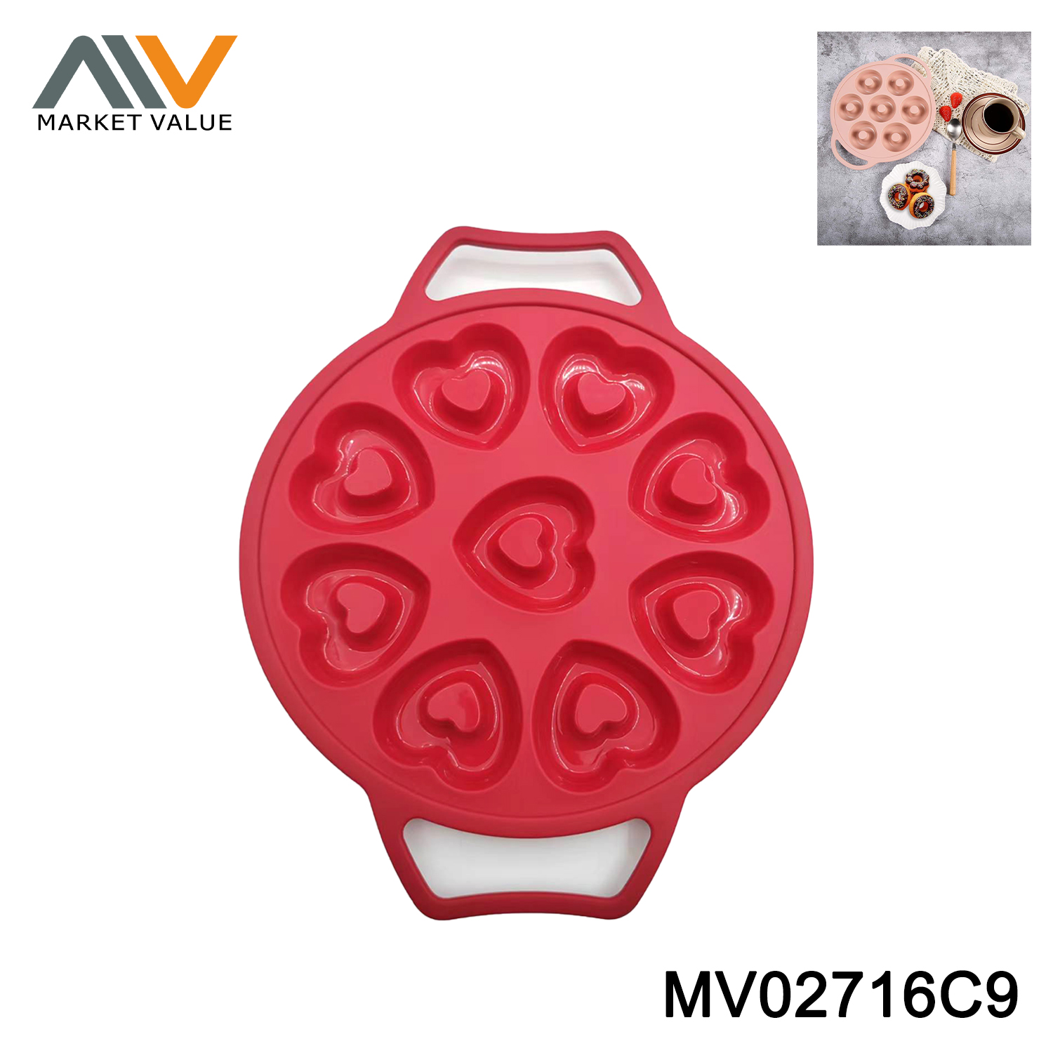 Silicone heart shape muffin mould 9pc W card