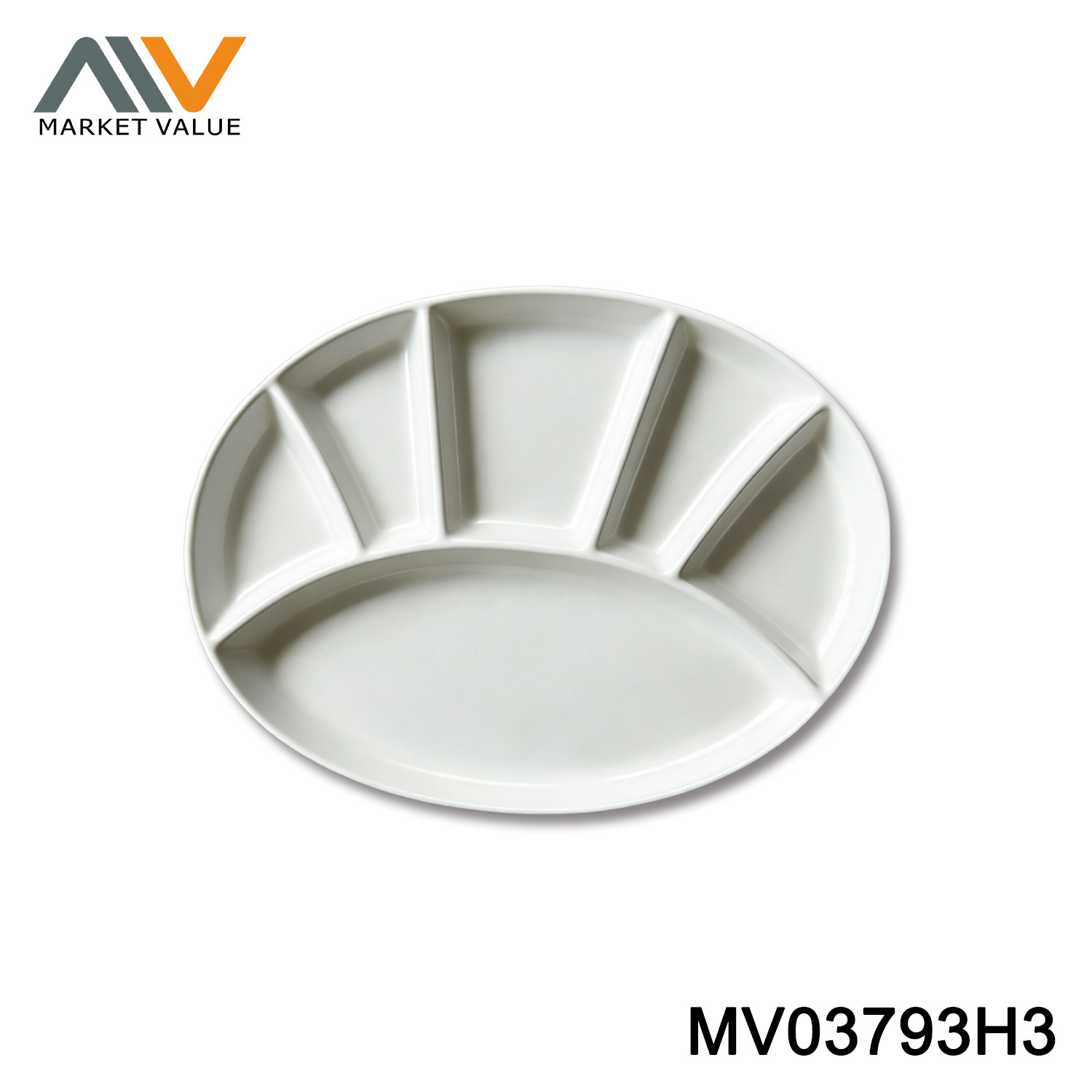 porcelain divide plates with 6 compartments "OV"