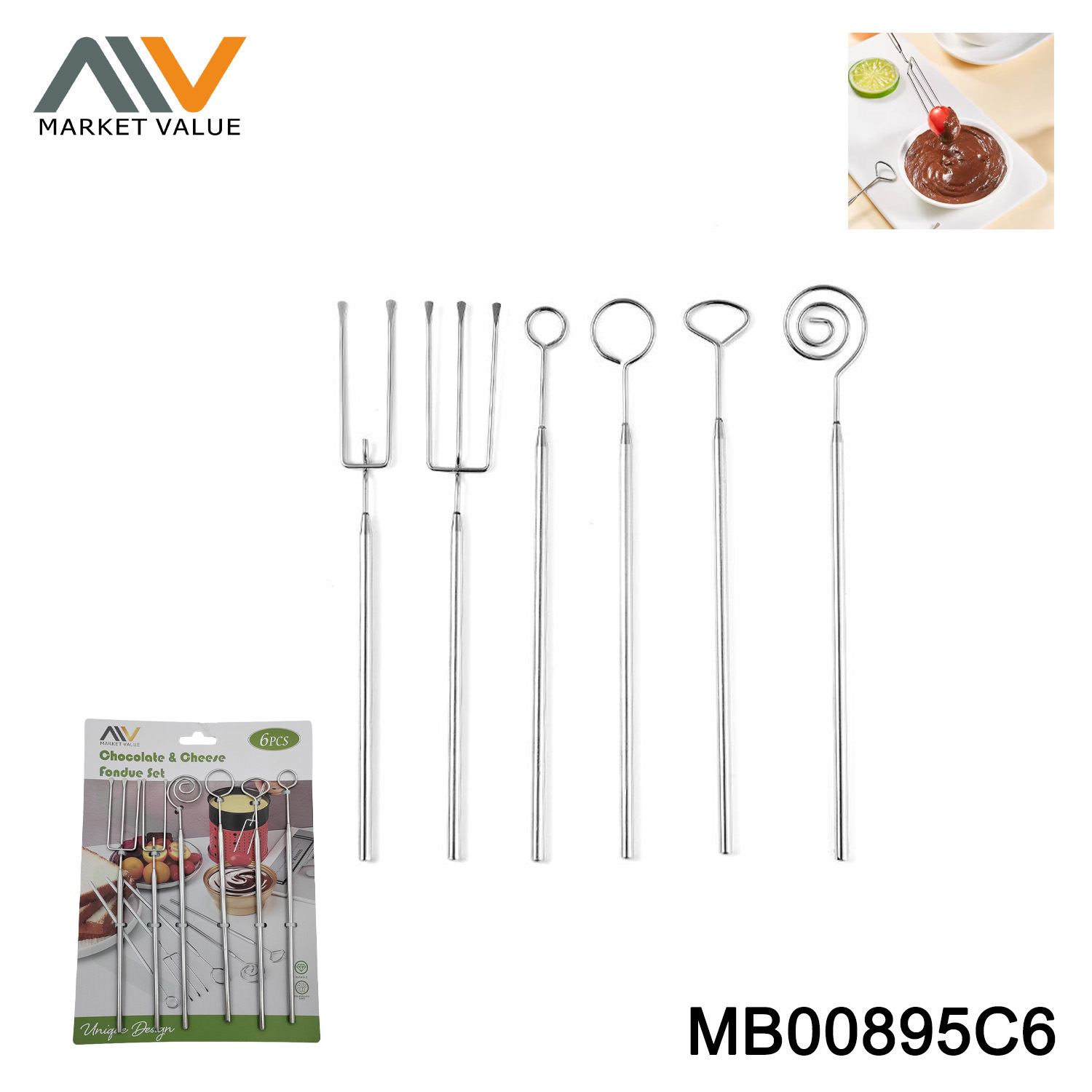 6Pcs SS fondue set TC #304SS