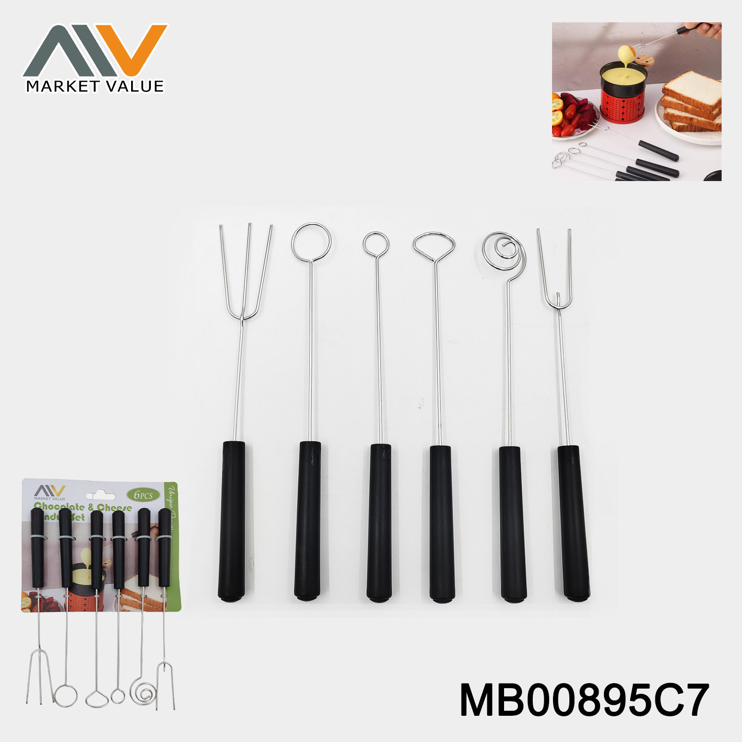 6Pcs SS Fondue set  With PP Handle  BC