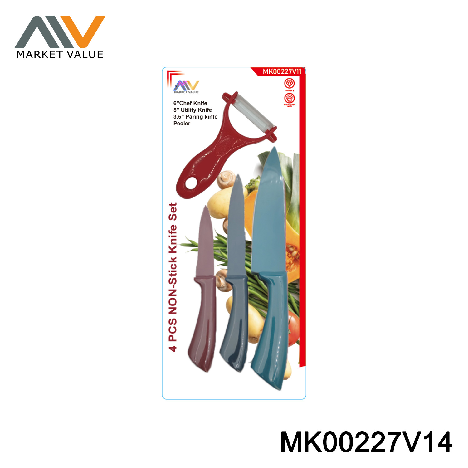 4 PCS NON-STICK KNIFE SET