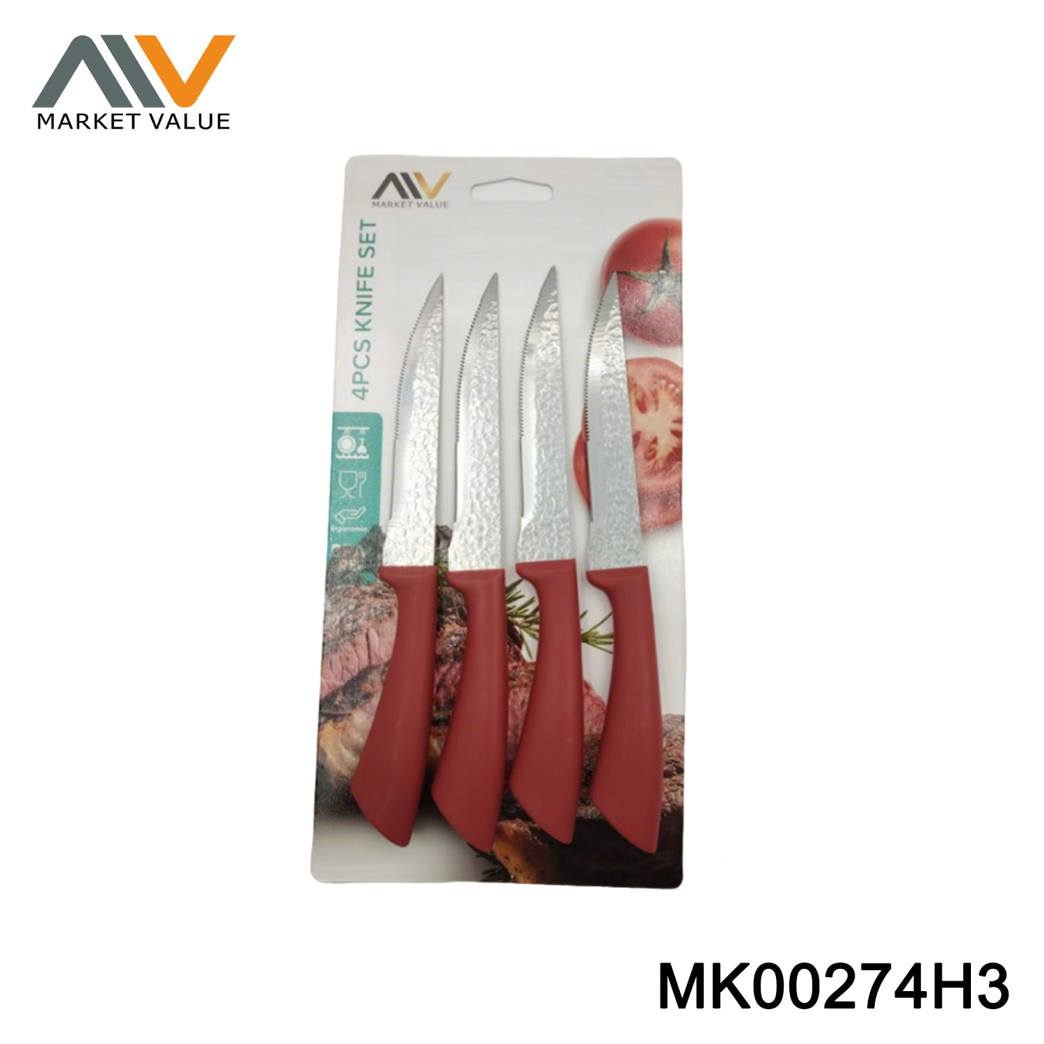 4PK SS Steak Knives NONSTICK BLADE BC
