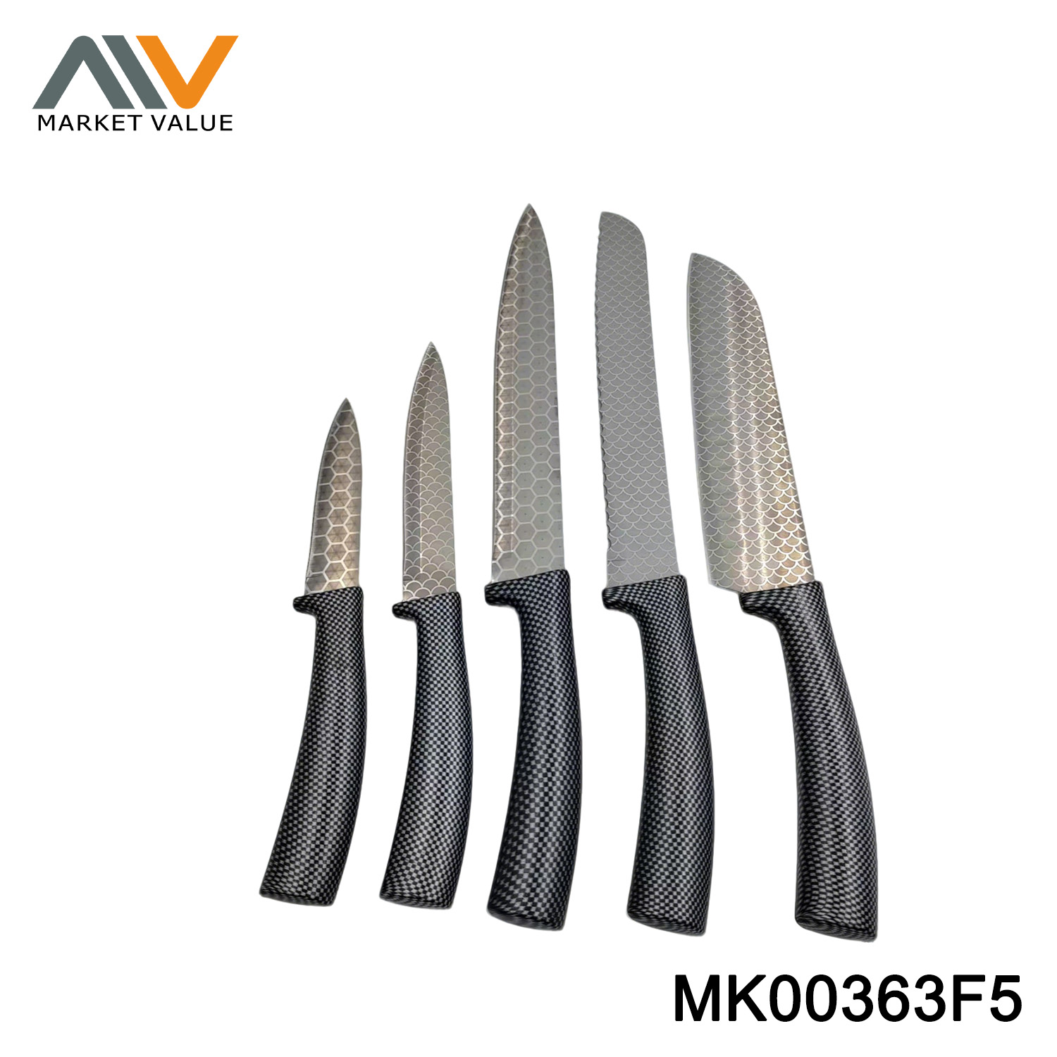 5PK KNIVES SET LASER BLADE PP HANDLE