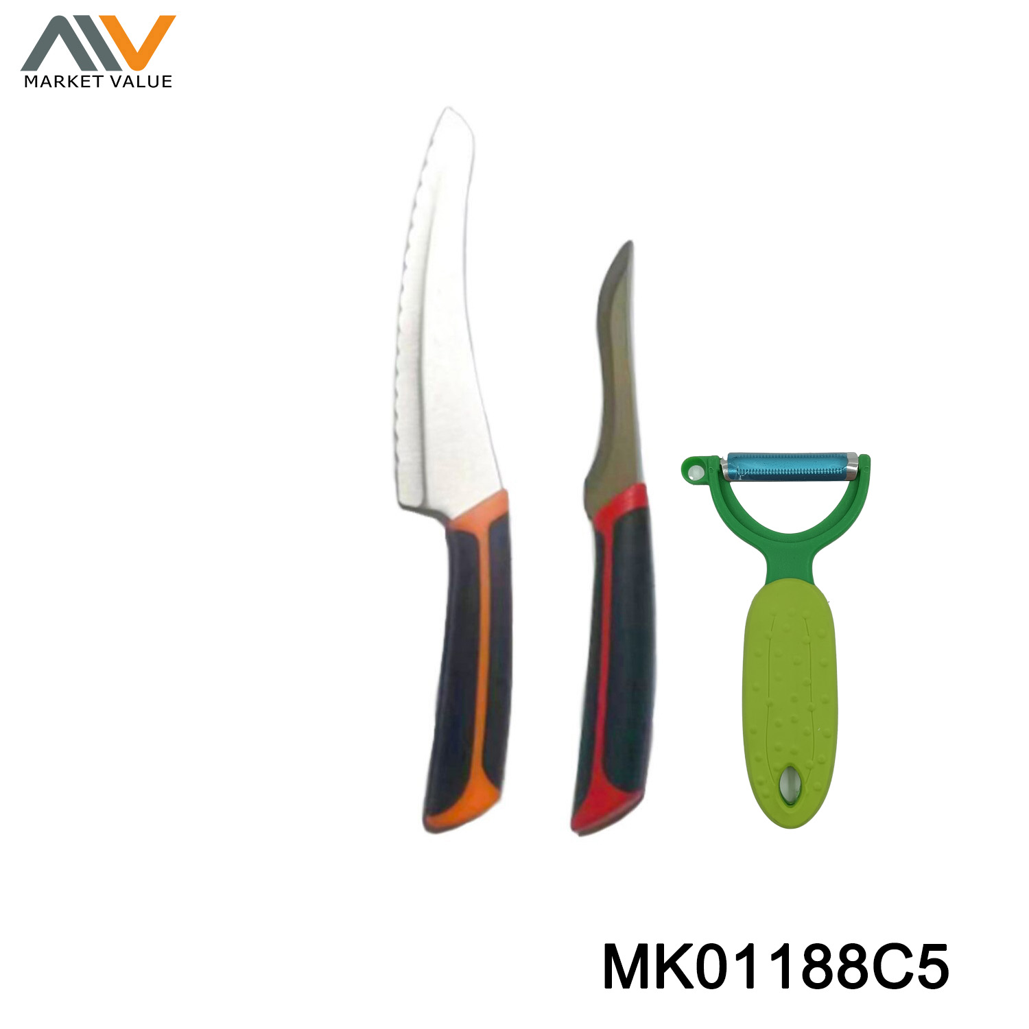 MK01188C5 3PK SS Fruit Knife with peeler Set BC