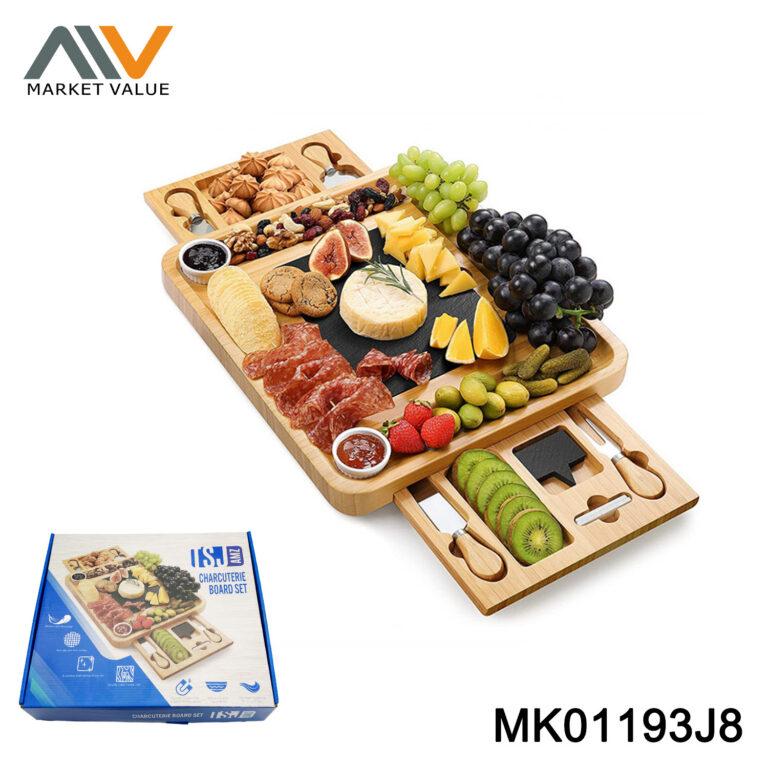 Bamboo Cheese Board Set with Slate & Drawer Utensils