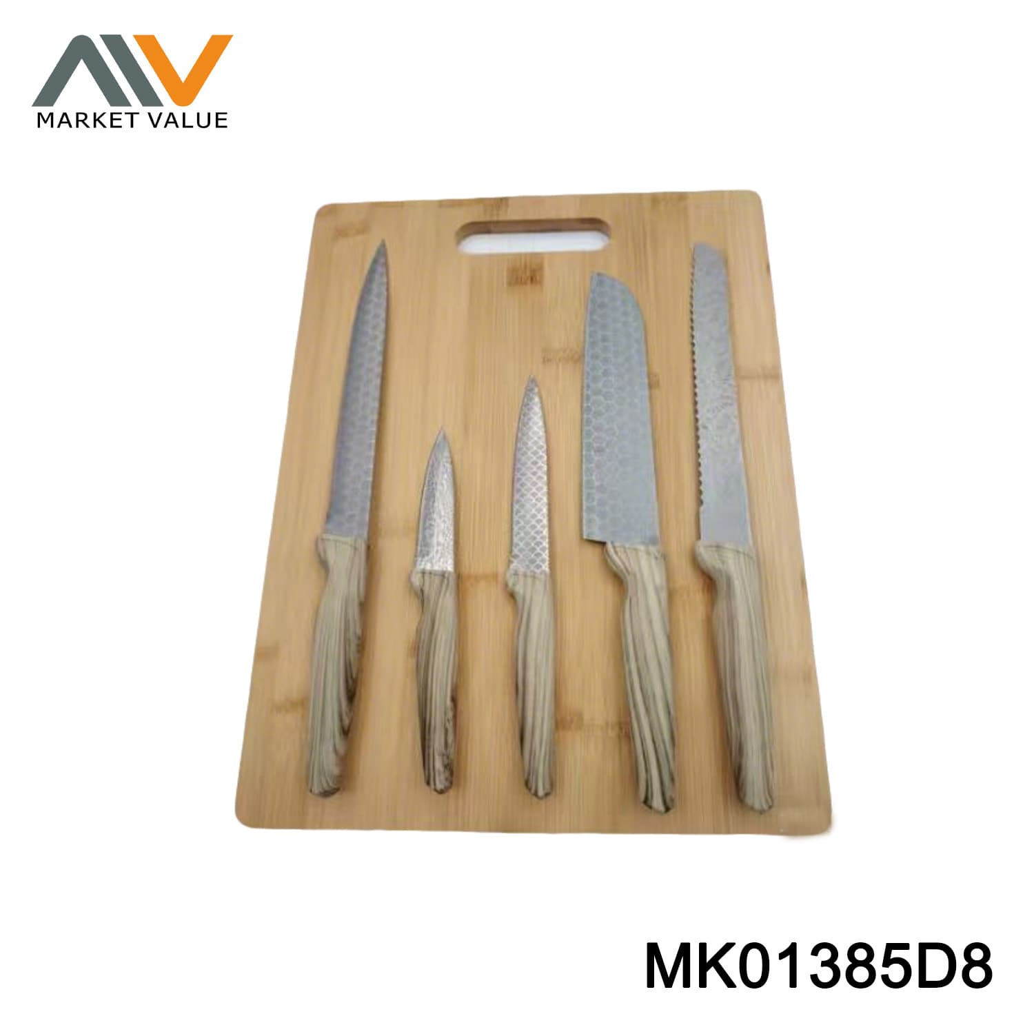 5PCS Kitchen Knife Set with Bamboo Cutting Board