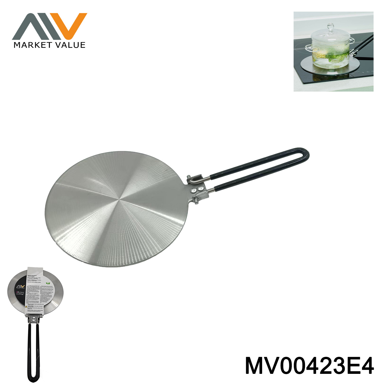 3 ply Induction Plate With Foldable Handle wheel card