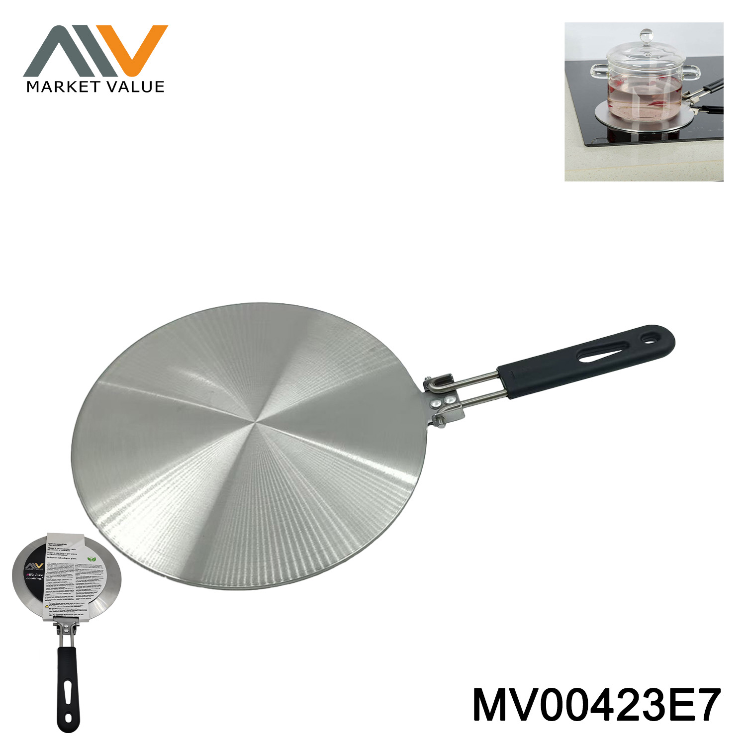 MV00423E7 3 ply Induction Plate With Foldable Handle wheel card