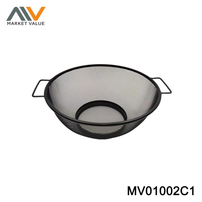 26CM Round Powder Coated Fruit Basket with Handle，TAG
