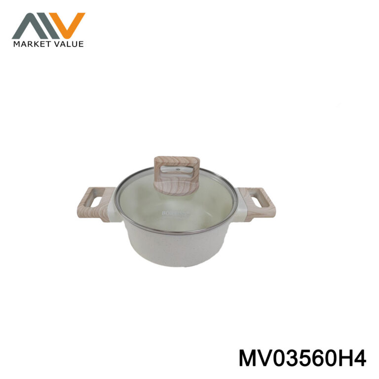 20CM Non-Stick Stock Pot with Glass Lid & Handles