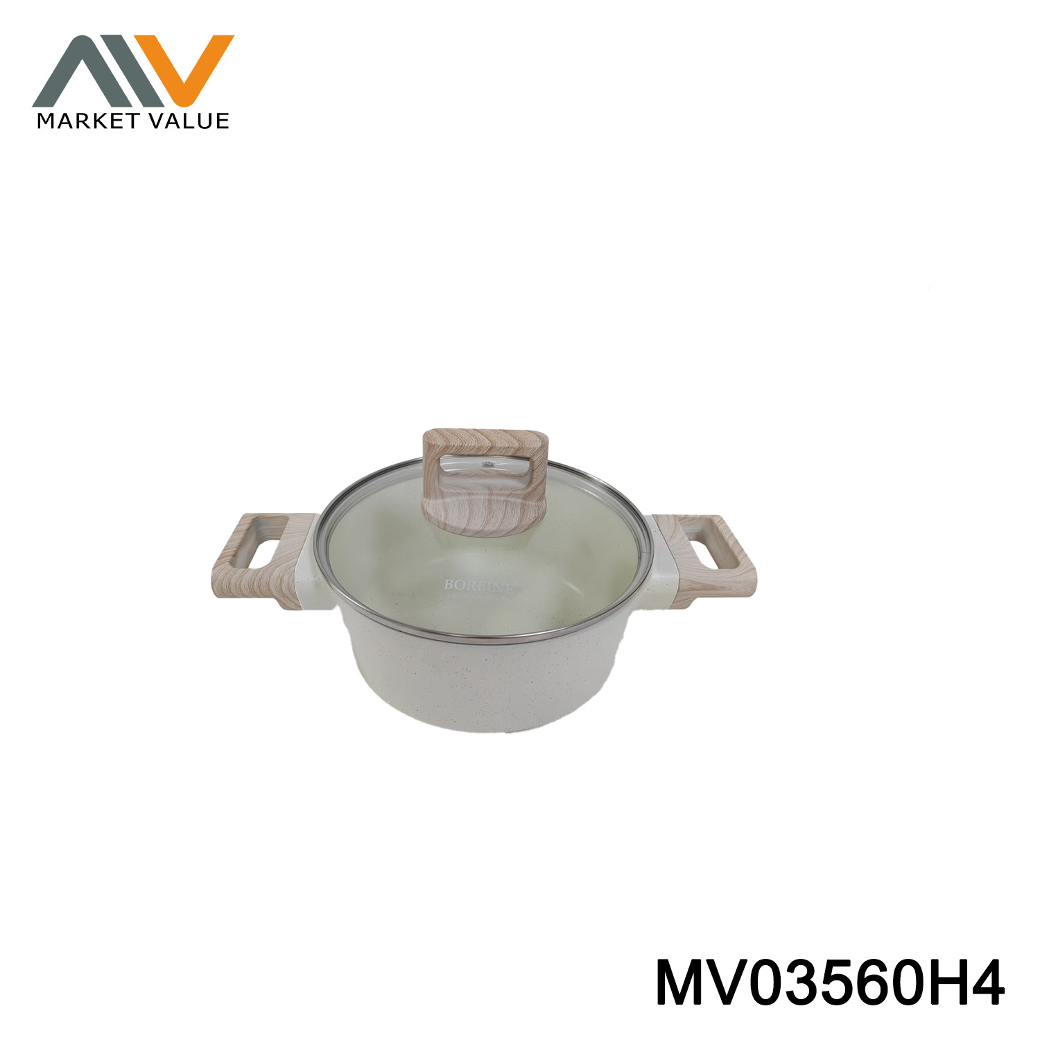 20CM Non-Stick Stock Pot with Glass Lid & Handles
