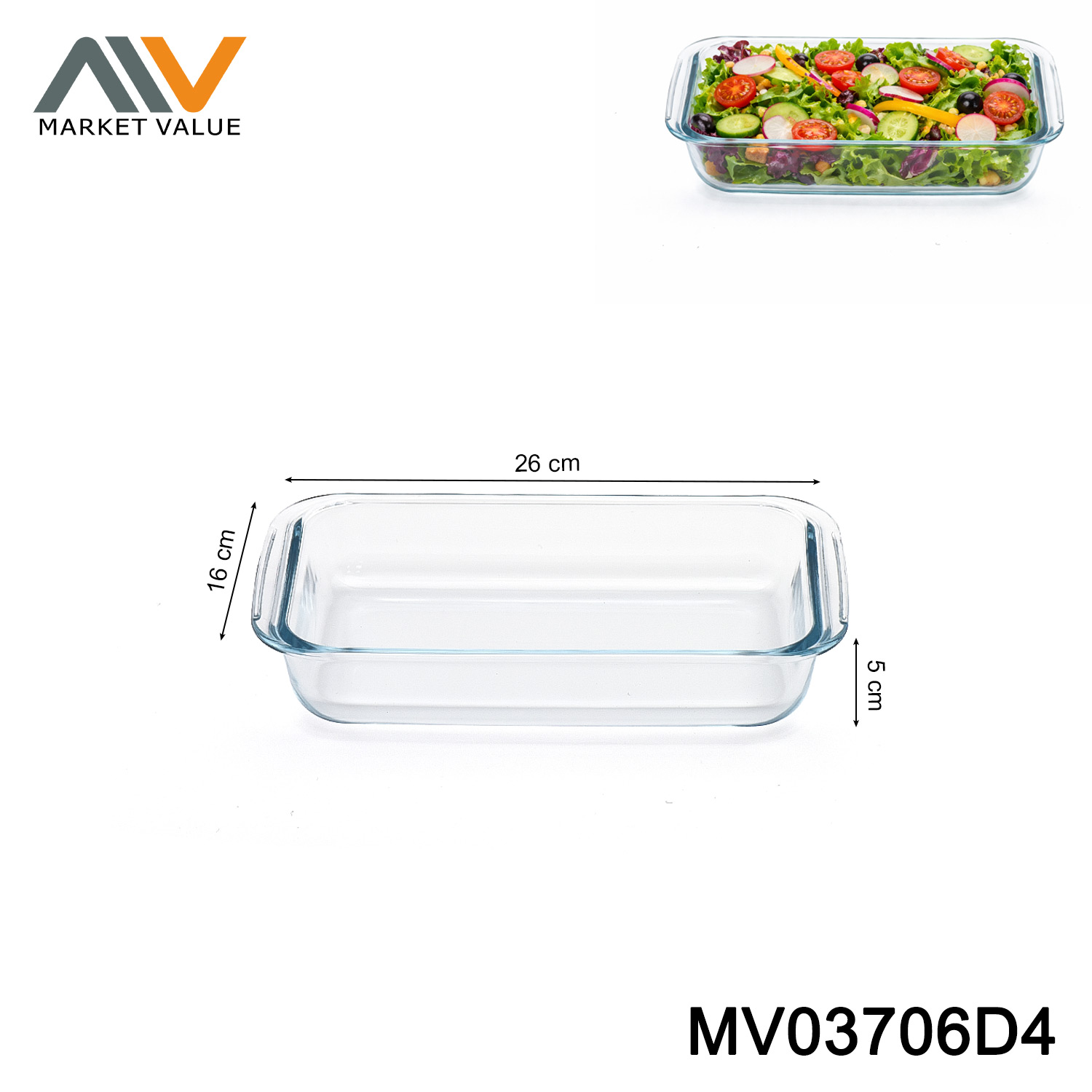 MV03706D4 1.7QT Rectangular Glass Baking Dish 2L