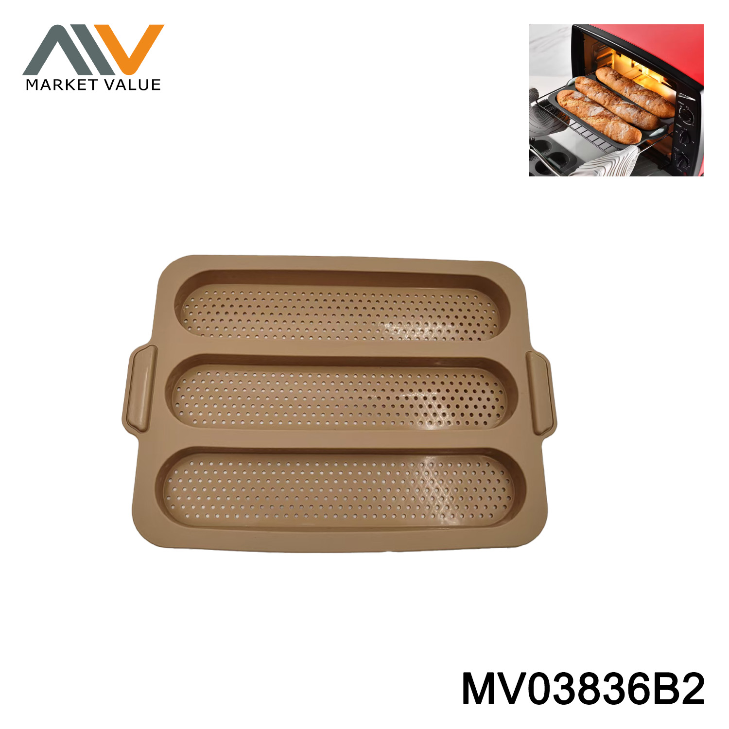 MV03836B2 French Bread Baking Mold Pan wheel card