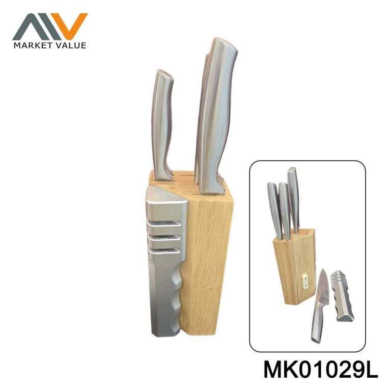5PK KNIFE SET HOLLOW HANDLE SHARPENER BLOCK IN BOX