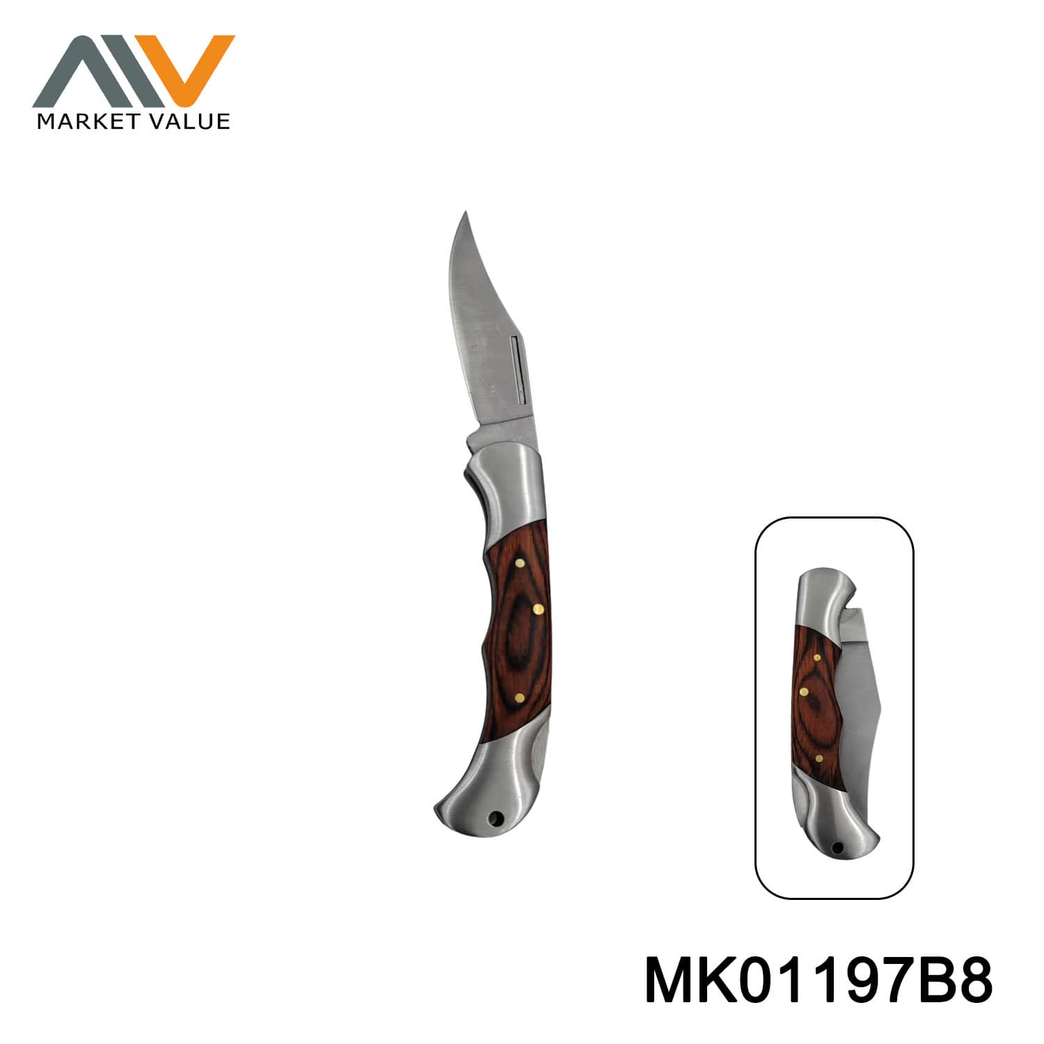 3"Folding Knife With Wooden Handle