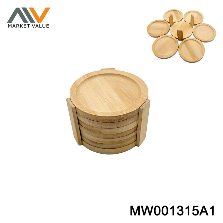 6PCS Bamboo Circular Cup Holders with Straps Set