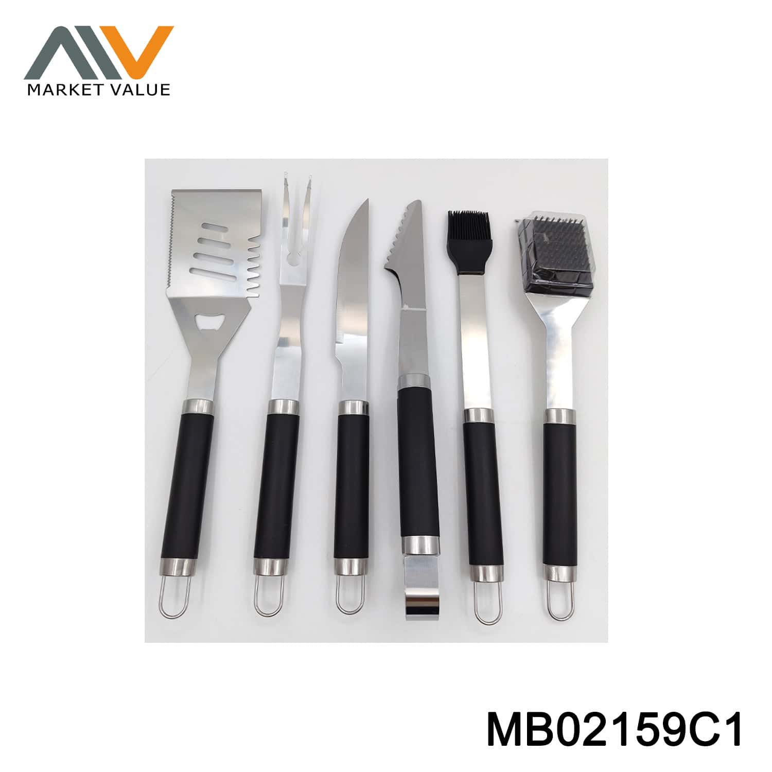 MB02159C1 6PCS S/S BBQ TOOLS PLASTIC HANDLE