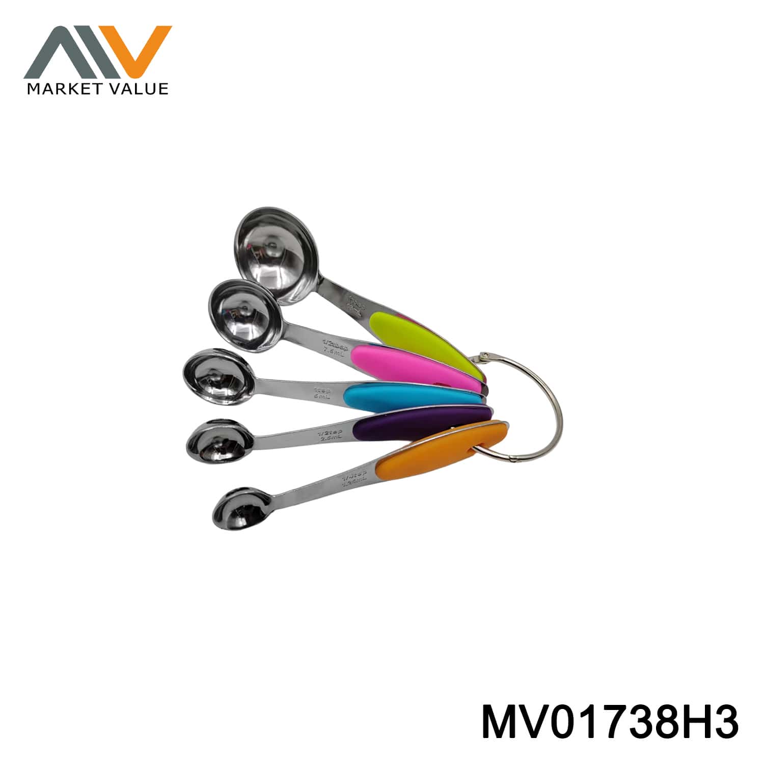 5PCS SS SPOON WITH RING Tpr Hnalde TC