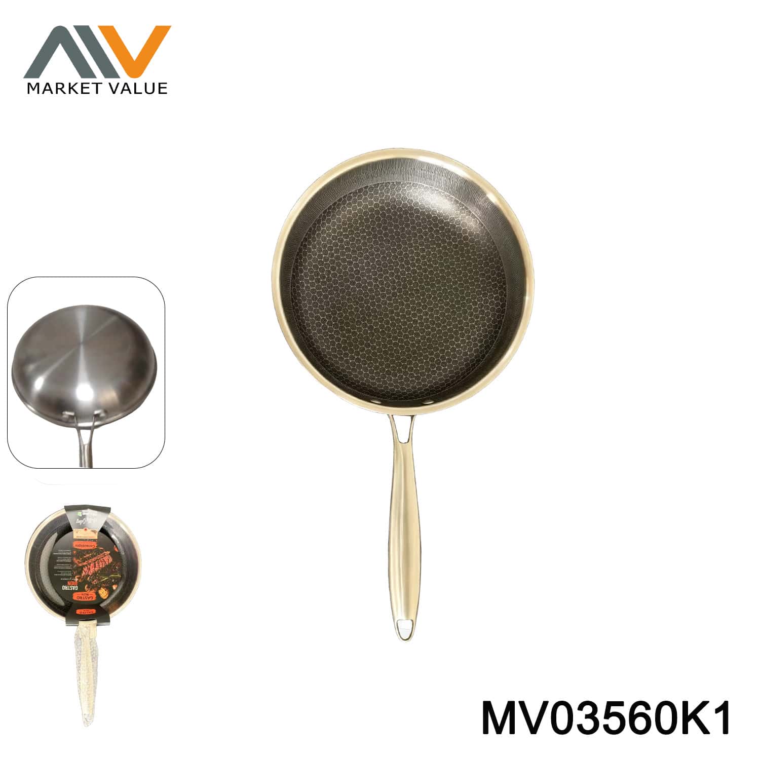 20CM SS PAN 3 PLY WITH SS HANDLE WHEEL CARD
