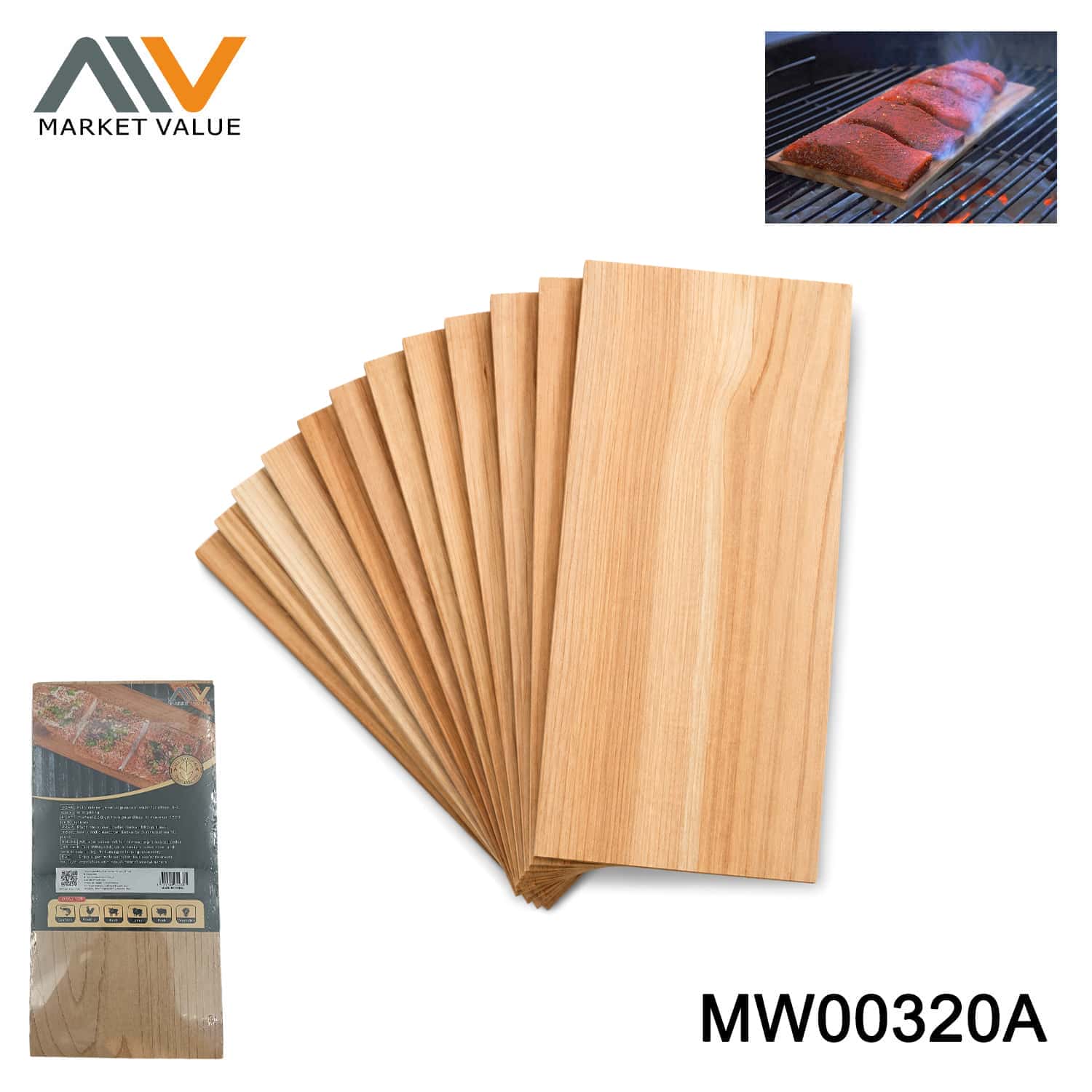 MW00320A Cedar plank WOODEN BBQ PLATE