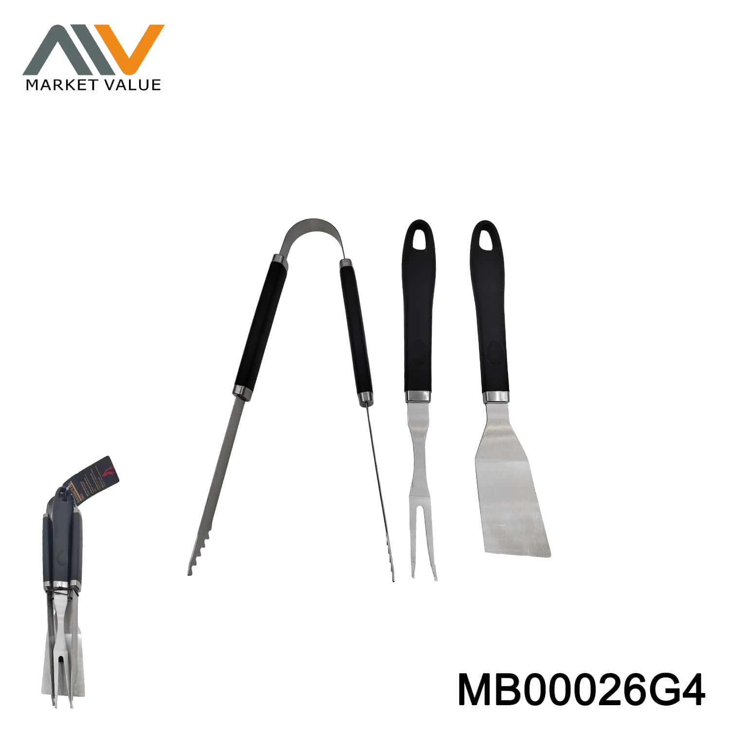 3PCS PLASTIC BBQ SETS HAND TAG TONG