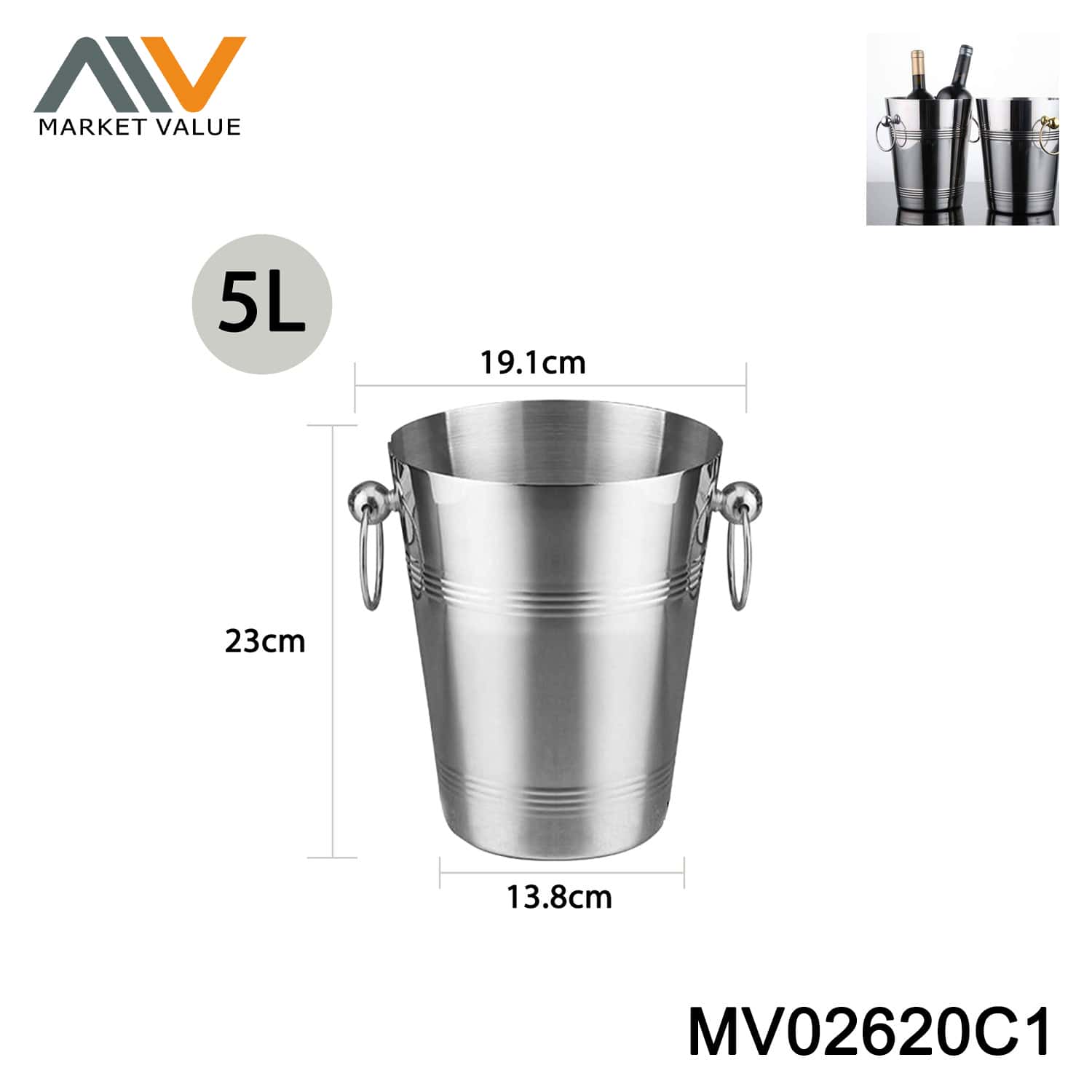 5L SS Wine Ice Bucket