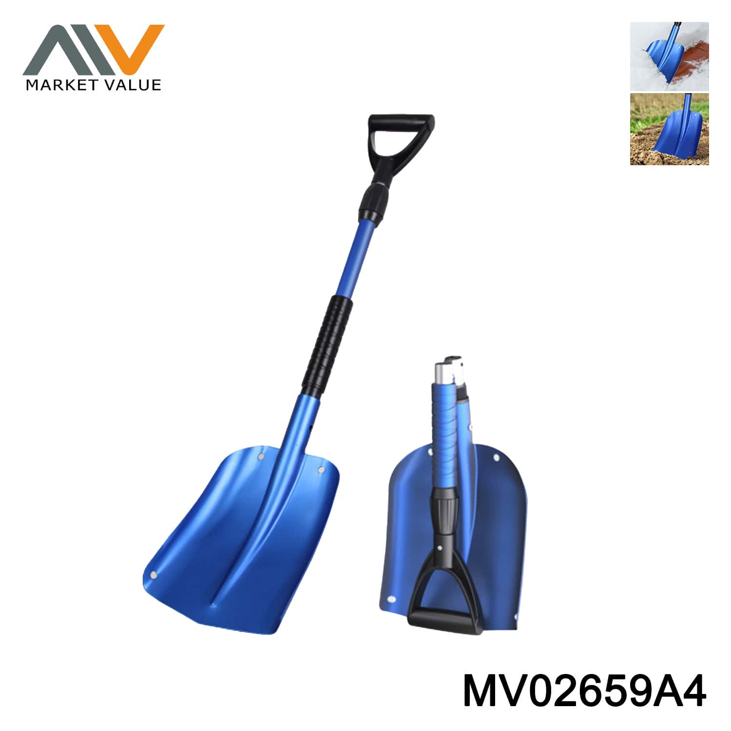 Foldable & Telescopic Aluminum Snow Shovel，box